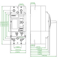 Disjoncteurs à boîtier moulé magnétique réglable et thermique réglable, 2 pôles, connexion à barre omnibus M2S série Ex9 (M2S100T22) – dimensions