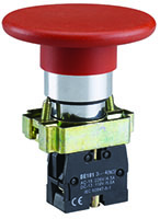 Pulsador sin iluminación momentáneo con cabezal tipo hongo de 60 mm de diámetro, color rojo, 1 contacto NA, serie Ex9PBR