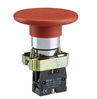 Pulsador sin iluminación momentáneo con cabezal tipo hongo de 60 mm de diámetro, color rojo, 1 contacto NA, serie Ex9PBR (Ex9PBR41)