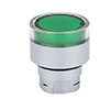Cabezal de reemplazo con iluminación LED momentáneo rasante, color verde, serie Ex9PB (Ex9PBW33)